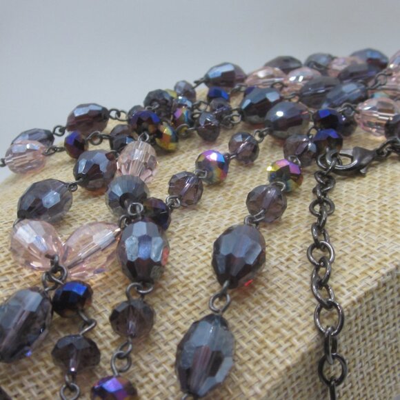 Joan Rivers Purple Glass Beaded Necklace Extra Long - Picture 4 of 4